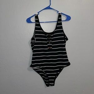 Striped body suit